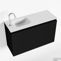 MONDIAZ OLAN 80cm Toiletmeubel Urban. LEX Wastafel Talc Links 1 Kraangat