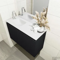 MONDIAZ OLAN 80cm Toiletmeubel Urban. LEX Wastafel Talc Links 1 Kraangat -Zalig Baden Verkoopwinkel badkamermeubel olan urban model lex talc right 0015