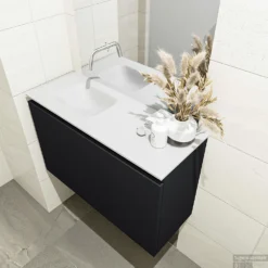 MONDIAZ OLAN 80cm Toiletmeubel Urban. LEX Wastafel Talc Links Geen Kraangat -Zalig Baden Verkoopwinkel badkamermeubel olan urban model lex talc right 0016