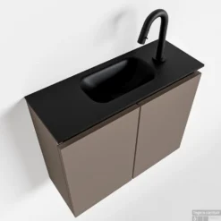 MONDIAZ TURE 60cm Toiletmeubel Smoke. EDEN Wastafel Urban Midden 1 Kraangat