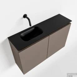 MONDIAZ TURE 80cm Toiletmeubel Smoke. EDEN Wastafel Urban Links Geen Kraangat