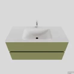 Badkamermeubel Solid Surface BWS Oslo 100x46 Cm Midden Mat Groen (met 1 Kraangat)