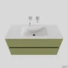 Badkamermeubel Solid Surface BWS Oslo 100x46 Cm Midden Mat Groen (zonder Kraangaten)