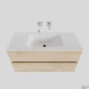 Badkamermeubel Solid Surface BWS Oslo 100x46 Cm Midden Wood Washed Oak (0 Kraangaten)