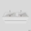 Badkamermeubel Solid Surface BWS Oslo 120x46 Cm Dubbel Mat Wit (2 Kraangaten)