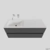 Badkamermeubel Solid Surface BWS Oslo 120x46 Cm Links Mat Antraciet (0 Kraangaten)