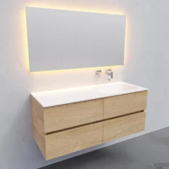 Badkamermeubel Solid Surface BWS Oslo 120x46 Cm Rechts Wood Washed Oak 4 Laden (0 Kraangaten) -Zalig Baden Verkoopwinkel badkamermeubel solid surface bws oslo 120x46 cm rechts wood washed oak 4 laden 0 kraangaten