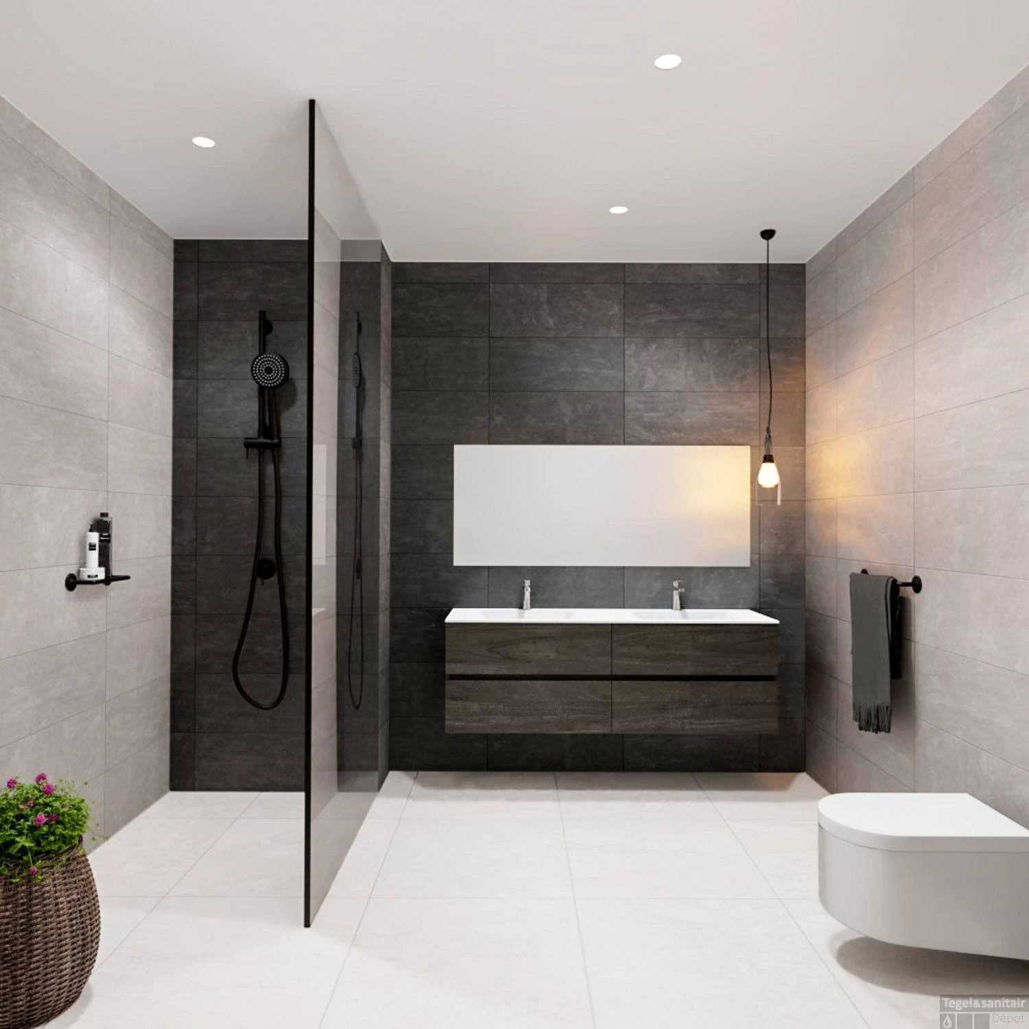 Badkamermeubel Solid Surface BWS Oslo 150x46 Cm Dubbel Wood Dark Brown 4 Laden (2 Kraangaten) - Afbeelding 5