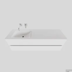 Badkamermeubel Solid Surface BWS Oslo 150x46 Cm Links Mat Wit (zonder Kraangaten)