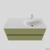 Badkamermeubel Solid Surface BWS Stockholm 100x46 Cm Rechts Mat Groen (met 1 Kraangat)