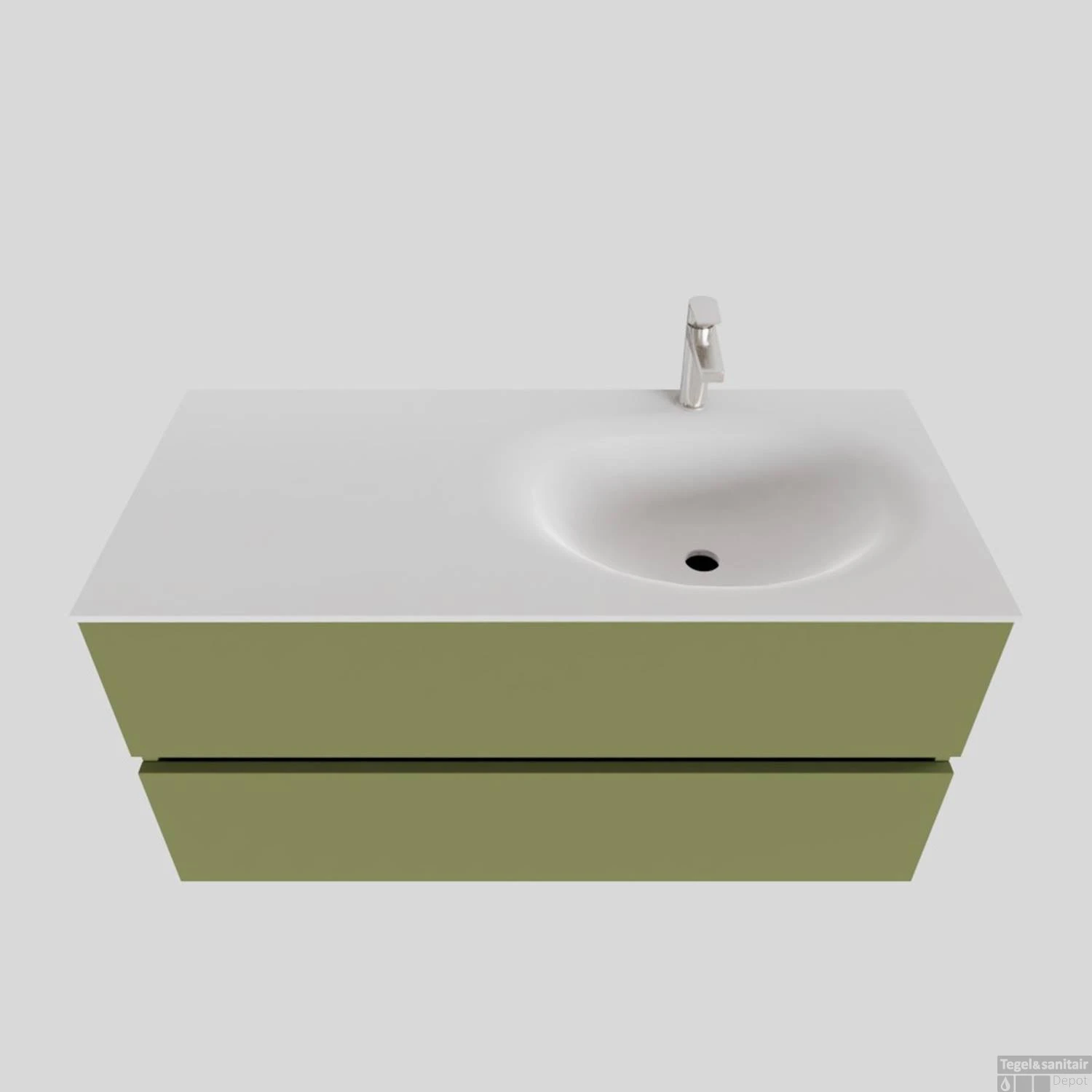 Badkamermeubel Solid Surface BWS Stockholm 100x46 Cm Rechts Mat Groen (met 1 Kraangat)