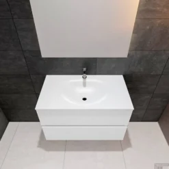 Badkamermeubel Solid Surface BWS Stockholm 80x46 Cm Mat Wit (met 1 Kraangat) -Zalig Baden Verkoopwinkel badkamermeubel solid surface bws stockholm 80x46 cm mat wit met 1 kraangat pc75341005 00009 3