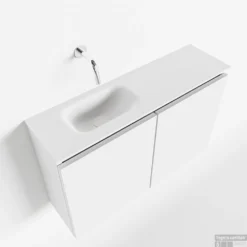 MONDIAZ TURE 80cm Toiletmeubel Talc. EDEN Wastafel Talc Links Geen Kraangat