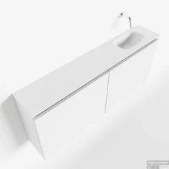 MONDIAZ TURE 120cm Toiletmeubel Talc. EDEN Wastafel Talc Rechts Geen Kraangat