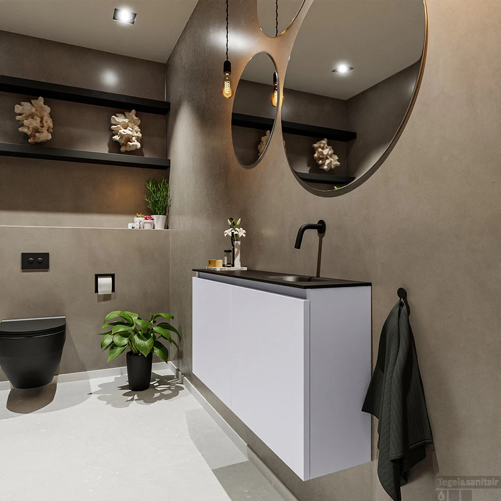 MONDIAZ TURE 100cm Toiletmeubel Cale. EDEN Wastafel Urban Rechts Geen Kraangat 2 MONDIAZ TURE 100cm Toiletmeubel Cale. EDEN Wastafel Urban Rechts Geen Kraangat - Afbeelding 2