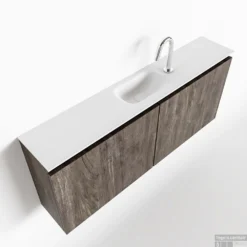 MONDIAZ TURE 120cm Toiletmeubel Dark Brown. EDEN Wastafel Talc Midden 1 Kraangat