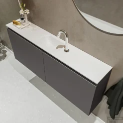 MONDIAZ TURE 120cm Toiletmeubel Dark Grey. EDEN Wastafel Talc Midden 1 Kraangat -Zalig Baden Verkoopwinkel badkamermeubel ture dark grey model eden talc sidetop 0025