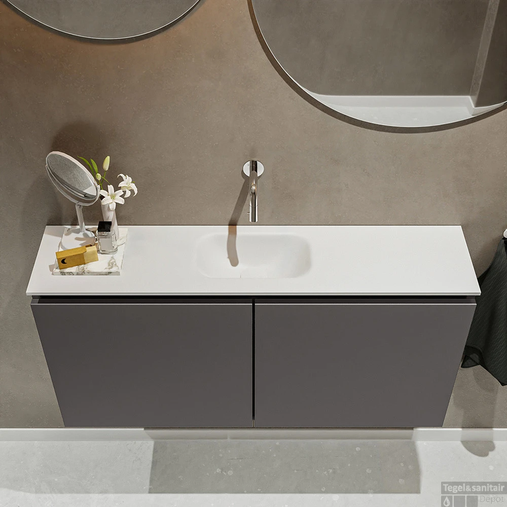 MONDIAZ TURE 100cm Toiletmeubel Dark Grey. EDEN Wastafel Talc Midden Geen Kraangat 4 MONDIAZ TURE 100cm Toiletmeubel Dark Grey. EDEN Wastafel Talc Midden Geen Kraangat - Afbeelding 4