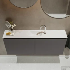 MONDIAZ TURE 120cm Toiletmeubel Dark Grey. EDEN Wastafel Talc Midden 1 Kraangat -Zalig Baden Verkoopwinkel badkamermeubel ture dark grey model eden talc top 0025