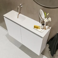 MONDIAZ TURE 80cm Toiletmeubel Talc. EDEN Wastafel Talc Links Geen Kraangat -Zalig Baden Verkoopwinkel badkamermeubel ture kleur model eden talc sidetop 00016