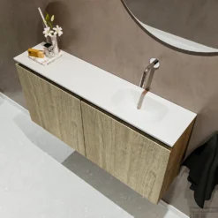 MONDIAZ TURE 100cm Toiletmeubel Light Brown Grey. EDEN Wastafel Talc Rechts Geen Kraangat -Zalig Baden Verkoopwinkel badkamermeubel ture light brown grey model eden talc sidetop 00024