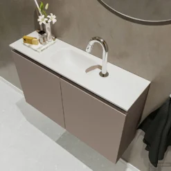 MONDIAZ TURE 80cm Toiletmeubel Smoke. EDEN Wastafel Talc Midden 1 Kraangat 7 MONDIAZ TURE 80cm Toiletmeubel Smoke. EDEN Wastafel Talc Midden 1 Kraangat -Zalig Baden Verkoopwinkel badkamermeubel ture smoke model eden talc sidetop 0013