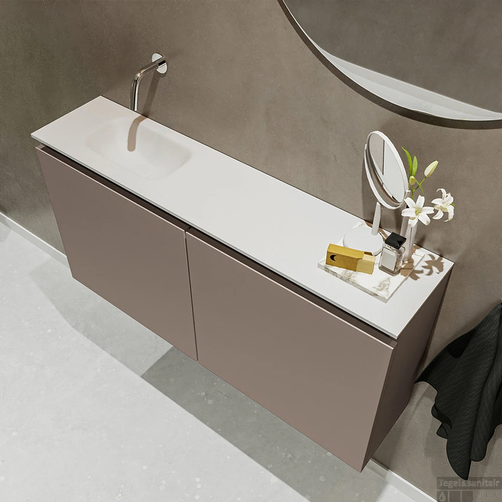 MONDIAZ TURE 100cm Toiletmeubel Smoke. EDEN Wastafel Talc Links Geen Kraangat 3 MONDIAZ TURE 100cm Toiletmeubel Smoke. EDEN Wastafel Talc Links Geen Kraangat - Afbeelding 3