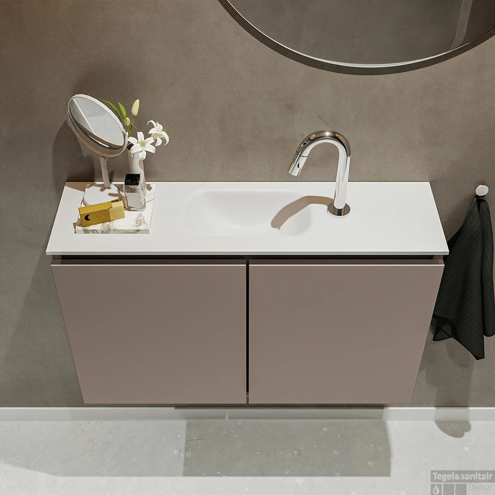 MONDIAZ TURE 80cm Toiletmeubel Smoke. EDEN Wastafel Talc Midden 1 Kraangat 4 MONDIAZ TURE 80cm Toiletmeubel Smoke. EDEN Wastafel Talc Midden 1 Kraangat - Afbeelding 4