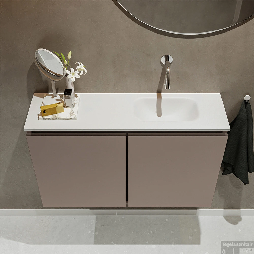 MONDIAZ TURE 80cm Toiletmeubel Smoke. EDEN Wastafel Talc Rechts Geen Kraangat 4 MONDIAZ TURE 80cm Toiletmeubel Smoke. EDEN Wastafel Talc Rechts Geen Kraangat - Afbeelding 4