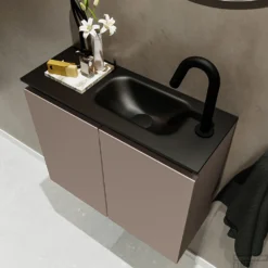 MONDIAZ TURE 60cm Toiletmeubel Smoke. EDEN Wastafel Urban Rechts 1 Kraangat -Zalig Baden Verkoopwinkel badkamermeubel ture smoke model eden urban sidetop 0011