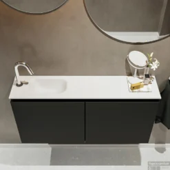 MONDIAZ TURE 100cm Toiletmeubel Urban. EDEN Wastafel Talc Links 1 Kraangat -Zalig Baden Verkoopwinkel badkamermeubel ture urban model eden talc top 00021