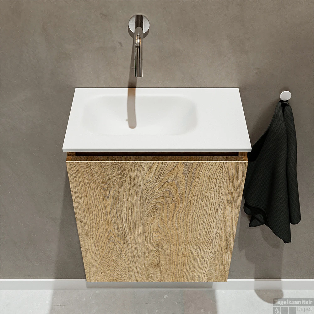 MONDIAZ TURE 40cm Toiletmeubel Washed Oak. EDEN Wastafel Talc Links Geen Kraangat 4 MONDIAZ TURE 40cm Toiletmeubel Washed Oak. EDEN Wastafel Talc Links Geen Kraangat - Afbeelding 4