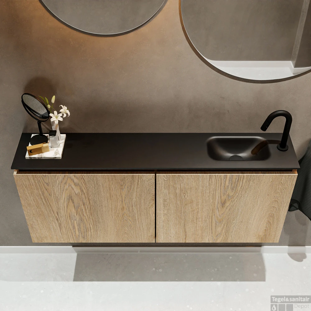 MONDIAZ TURE 120cm Toiletmeubel Washed Oak. EDEN Wastafel Urban Rechts 1 Kraangat 4 MONDIAZ TURE 120cm Toiletmeubel Washed Oak. EDEN Wastafel Urban Rechts 1 Kraangat - Afbeelding 4