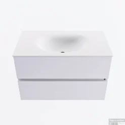 MONDIAZ VICA 80cm Badmeubel Onderkast Cale 2 Lades. Wastafel MOON Midden 1 Kraangat, Kleur Talc.