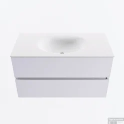 MONDIAZ VICA 90cm Badmeubel Onderkast Cale 2 Lades. Wastafel MOON Midden 1 Kraangat, Kleur Talc.