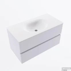 MONDIAZ VICA 90cm Badmeubel Onderkast Cale 2 Lades. Wastafel MOON Midden 1 Kraangat, Kleur Talc. -Zalig Baden Verkoopwinkel badkamermeubel vica cale moon talc google2 0008