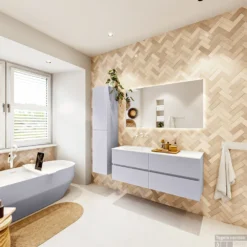 MONDIAZ VICA 130cm Badmeubel Onderkast Cale 4 Lades. Wastafel Moon Links Zonder Kraangat, Kleur Talc Met Spiegel LED. 14 MONDIAZ VICA 130cm Badmeubel Onderkast Cale 4 Lades. Wastafel Moon Links Zonder Kraangat, Kleur Talc Met Spiegel LED. -Zalig Baden Verkoopwinkel badkamermeubel vica cale moon talc set4 0063