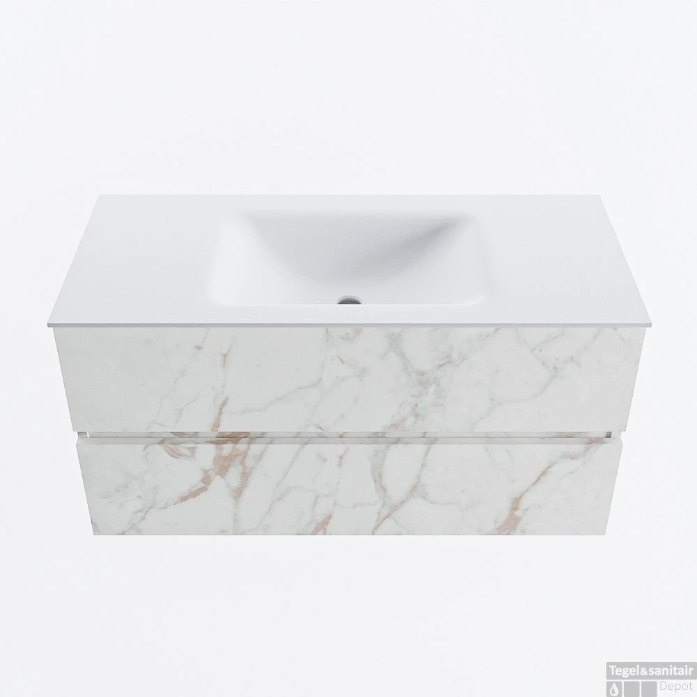 MONDIAZ VICA 100cm Badmeubel Onderkast Carrara 2 Lades. Wastafel CLOUD Midden 1 Kraangat, Kleur Talc. 1 MONDIAZ VICA 100cm Badmeubel Onderkast Carrara 2 Lades. Wastafel CLOUD Midden 1 Kraangat, Kleur Talc.