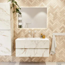 MONDIAZ VICA 100cm Badmeubel Onderkast Carrara 2 Lades. Wastafel CLOUD Midden 1 Kraangat, Kleur Talc. 11 MONDIAZ VICA 100cm Badmeubel Onderkast Carrara 2 Lades. Wastafel CLOUD Midden 1 Kraangat, Kleur Talc. -Zalig Baden Verkoopwinkel badkamermeubel vica carrara cloud talc set1 0010