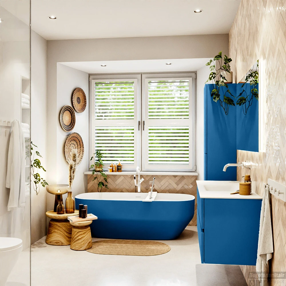 MONDIAZ VICA 120cm Badmeubel Onderkast Jeans 2 Lades. Wastafel CLOUD Midden Zonder Kraangat, Kleur Talc Met Spiegel LED. 6 MONDIAZ VICA 120cm Badmeubel Onderkast Jeans 2 Lades. Wastafel CLOUD Midden Zonder Kraangat, Kleur Talc Met Spiegel LED. - Afbeelding 6