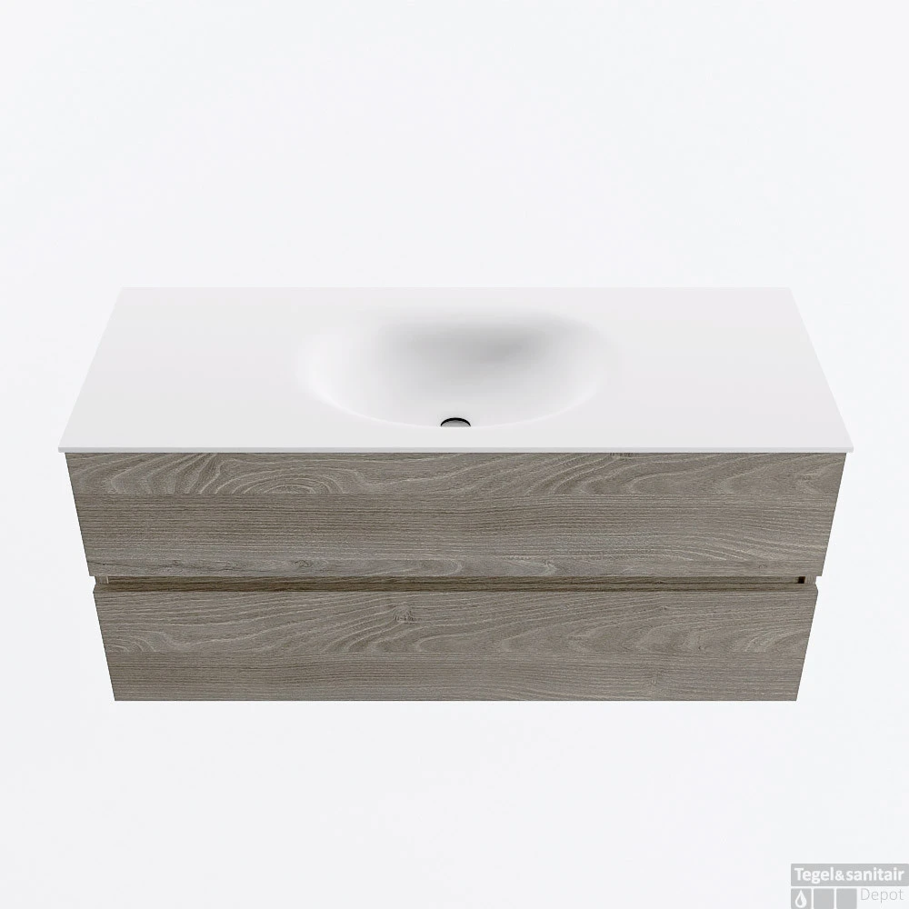 MONDIAZ VICA 110cm Badmeubel Onderkast Light Brown Grey 2 Lades. Wastafel MOON Midden Zonder Kraangat, Kleur Talc. 1 MONDIAZ VICA 110cm Badmeubel Onderkast Light Brown Grey 2 Lades. Wastafel MOON Midden Zonder Kraangat, Kleur Talc.