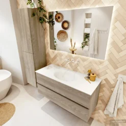 MONDIAZ VICA 110cm Badmeubel Onderkast Light Brown Grey 2 Lades. Wastafel MOON Midden Zonder Kraangat, Kleur Talc. 9 MONDIAZ VICA 110cm Badmeubel Onderkast Light Brown Grey 2 Lades. Wastafel MOON Midden Zonder Kraangat, Kleur Talc. -Zalig Baden Verkoopwinkel badkamermeubel vica light brown grey moon talc set2 0019