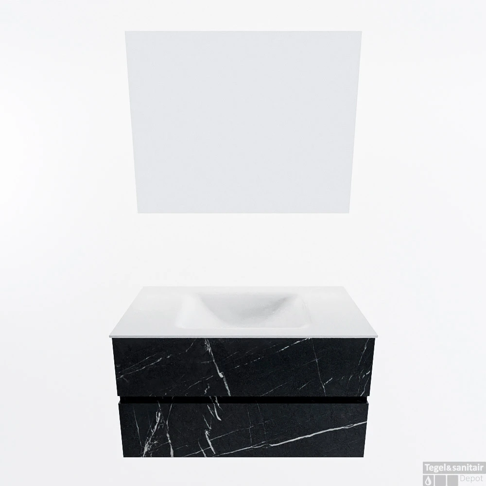 MONDIAZ VICA 90cm Badmeubel Onderkast Marquina 2 Lades. Wastafel CLOUD Midden 1 Kraangat, Kleur Talc Met Spiegel LED. 4 MONDIAZ VICA 90cm Badmeubel Onderkast Marquina 2 Lades. Wastafel CLOUD Midden 1 Kraangat, Kleur Talc Met Spiegel LED. - Afbeelding 4