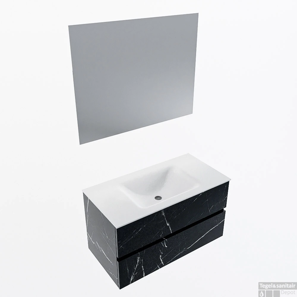 MONDIAZ VICA 90cm Badmeubel Onderkast Marquina 2 Lades. Wastafel CLOUD Midden 1 Kraangat, Kleur Talc Met Spiegel LED. 1 MONDIAZ VICA 90cm Badmeubel Onderkast Marquina 2 Lades. Wastafel CLOUD Midden 1 Kraangat, Kleur Talc Met Spiegel LED.