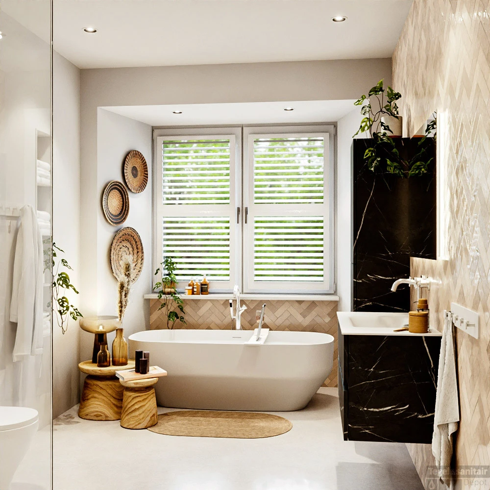 MONDIAZ VICA 90cm Badmeubel Onderkast Marquina 2 Lades. Wastafel CLOUD Midden 1 Kraangat, Kleur Talc Met Spiegel LED. 6 MONDIAZ VICA 90cm Badmeubel Onderkast Marquina 2 Lades. Wastafel CLOUD Midden 1 Kraangat, Kleur Talc Met Spiegel LED. - Afbeelding 6