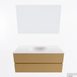 MONDIAZ VICA 110cm Badmeubel Onderkast Oro 2 Lades. Wastafel Moon Midden 1 Kraangat, Kleur Talc Met Spiegel LED. -Zalig Baden Verkoopwinkel badkamermeubel vica oro moon talc google11 0016