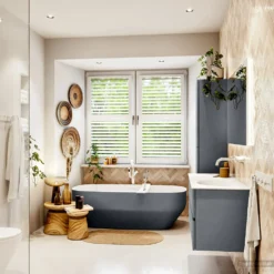 MONDIAZ VICA 110cm Badmeubel Onderkast Plata 2 Lades. Wastafel MOON Rechts Zonder Kraangat, Kleur Talc. -Zalig Baden Verkoopwinkel badkamermeubel vica plata moon talc set3 0021