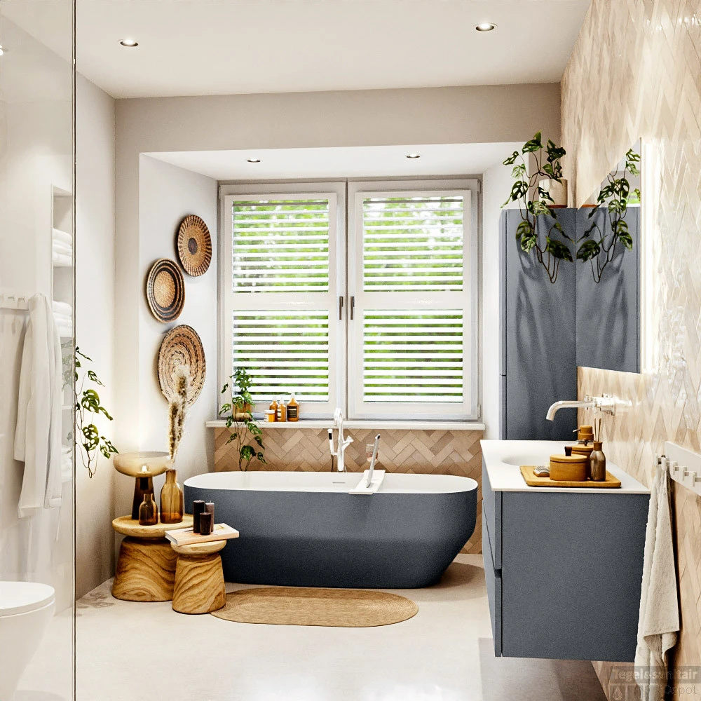 MONDIAZ VICA 140cm Badmeubel Onderkast Plata 2 Lades. Wastafel MOON Midden Zonder Kraangat, Kleur Talc. 6 MONDIAZ VICA 140cm Badmeubel Onderkast Plata 2 Lades. Wastafel MOON Midden Zonder Kraangat, Kleur Talc. - Afbeelding 6