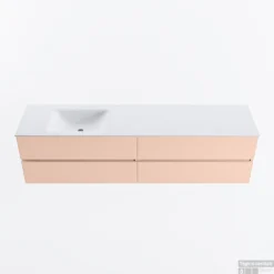 MONDIAZ VICA 190cm Badmeubel Onderkast Rosee 4 Lades. Wastafel CLOUD Links Zonder Kraangat, Kleur Talc.