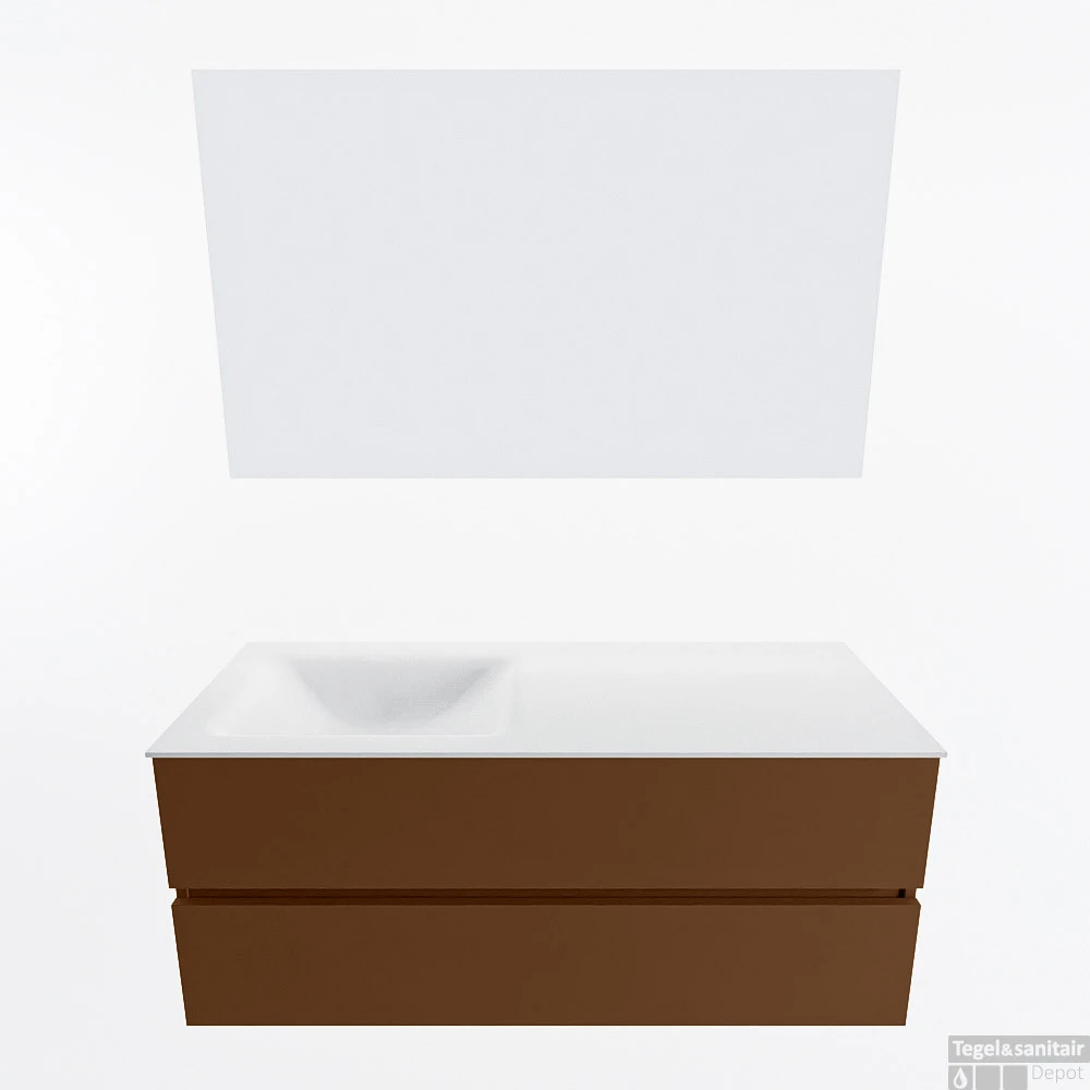 MONDIAZ VICA 120cm Badmeubel Onderkast Rust 2 Lades. Wastafel CLOUD Links Zonder Kraangat, Kleur Talc Met Spiegel LED. 4 MONDIAZ VICA 120cm Badmeubel Onderkast Rust 2 Lades. Wastafel CLOUD Links Zonder Kraangat, Kleur Talc Met Spiegel LED. - Afbeelding 4